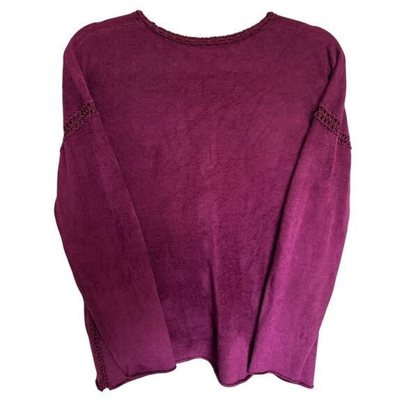 Johnny Was The Chenille Sweater Classic Whipstitch Pullover Burgundy Size Large - Picture 8 of 13